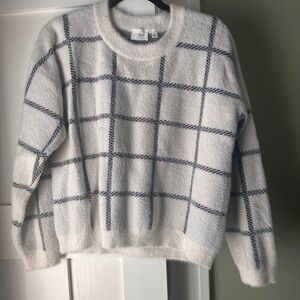 Cyrus White and Gray Plaid Sweater
